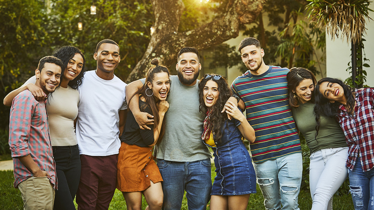 smiling young multicultural group of people