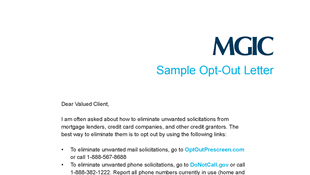 sample email text to send to borrowers about solicitation opt-outs