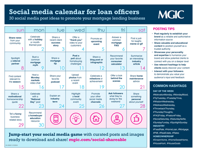 Social media calendar for LOs