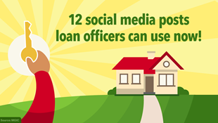 12 social media posts loan officers can use now! Illustration of house with hand holding a key